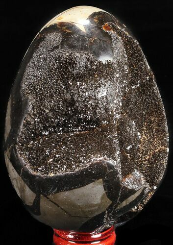 Septarian Dragon Egg Geode - Black Crystals #57474